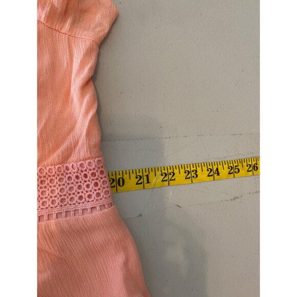 NWT Torrid Peach Flowy V-Neck Dress With Crochet Details & Tassel Tie Size 1 - Picture 9 of 11